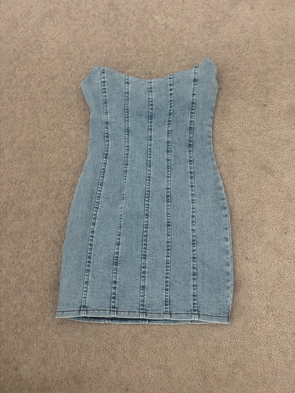 AKIRA Strapless Light Blue Denim Bodycon Mini Dress